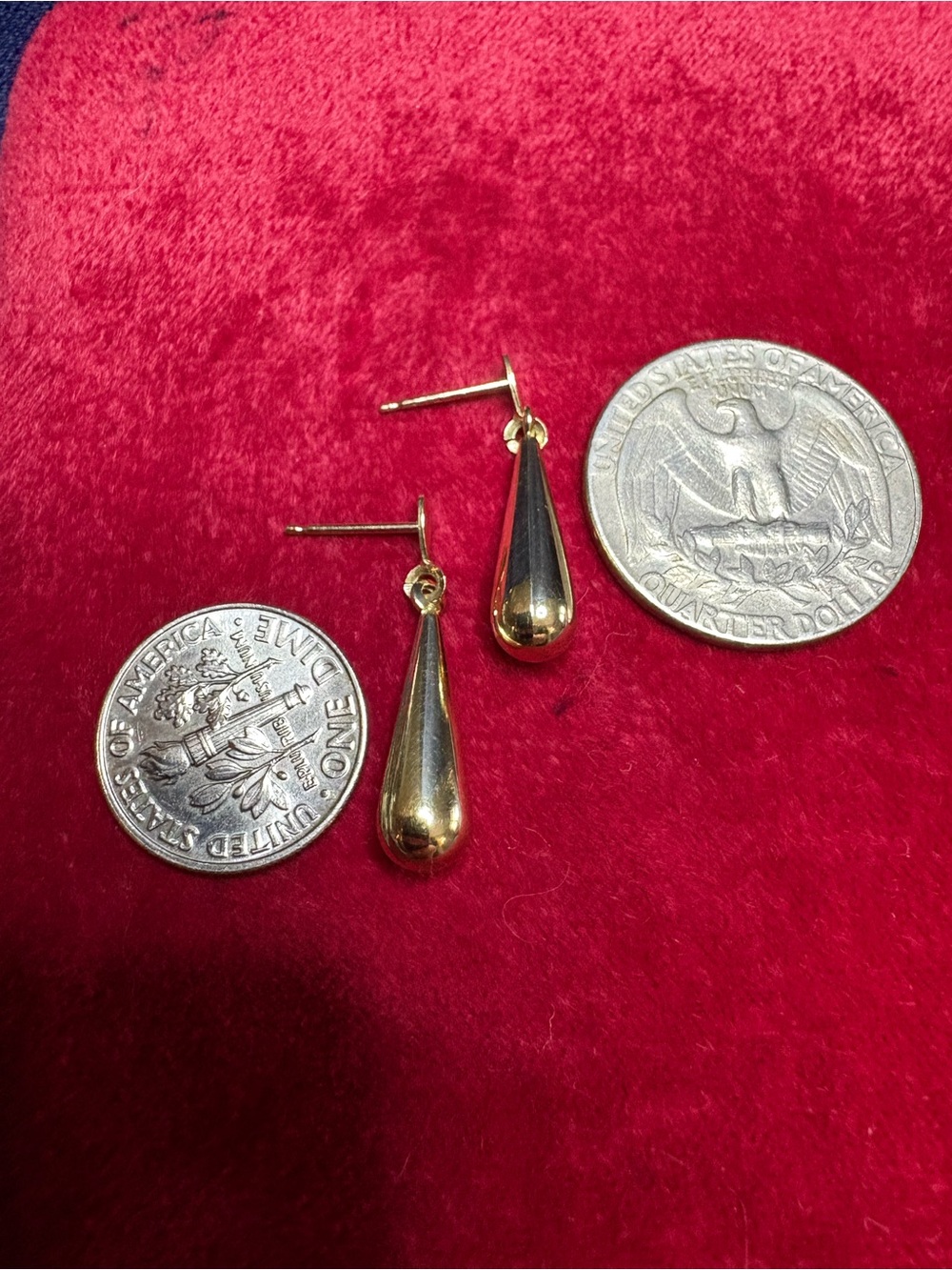 Earrings Solid 14K Gold Teardrop Drop Dangle Post - Picture 5 of 5